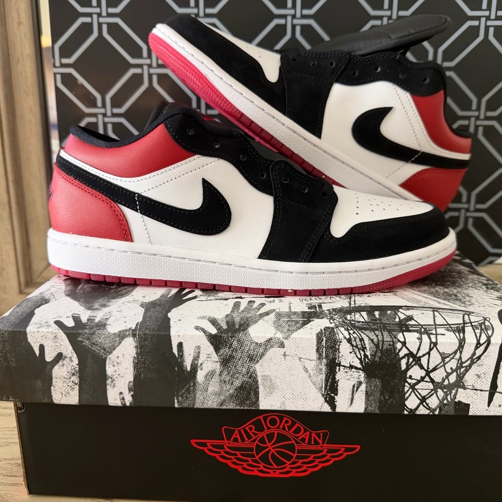 Jordan Black, White, and Red Sneakers